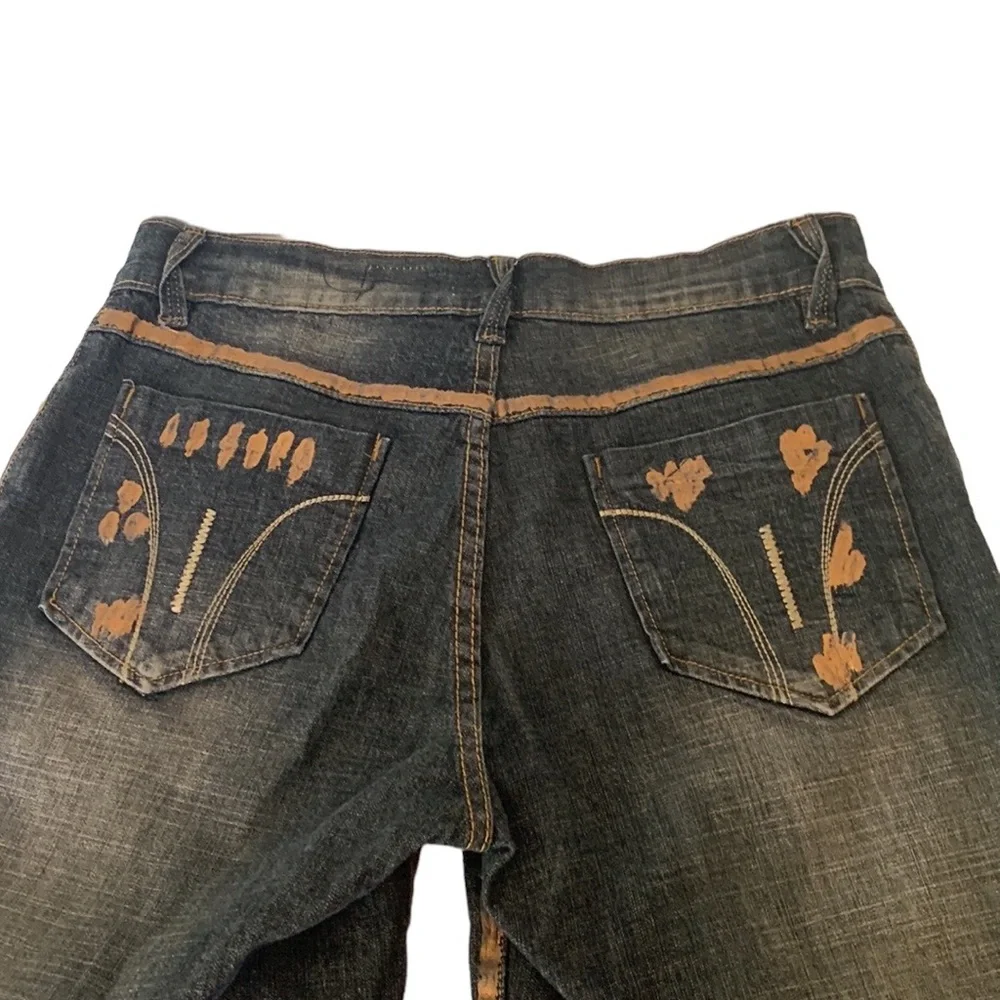 V Cristina Denim Bermuda Shorts w/ golden color trim & back pocket accent trim